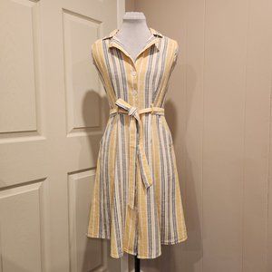 Yellow & grey A-line shirt dress, cotton | Suzy Shier size S